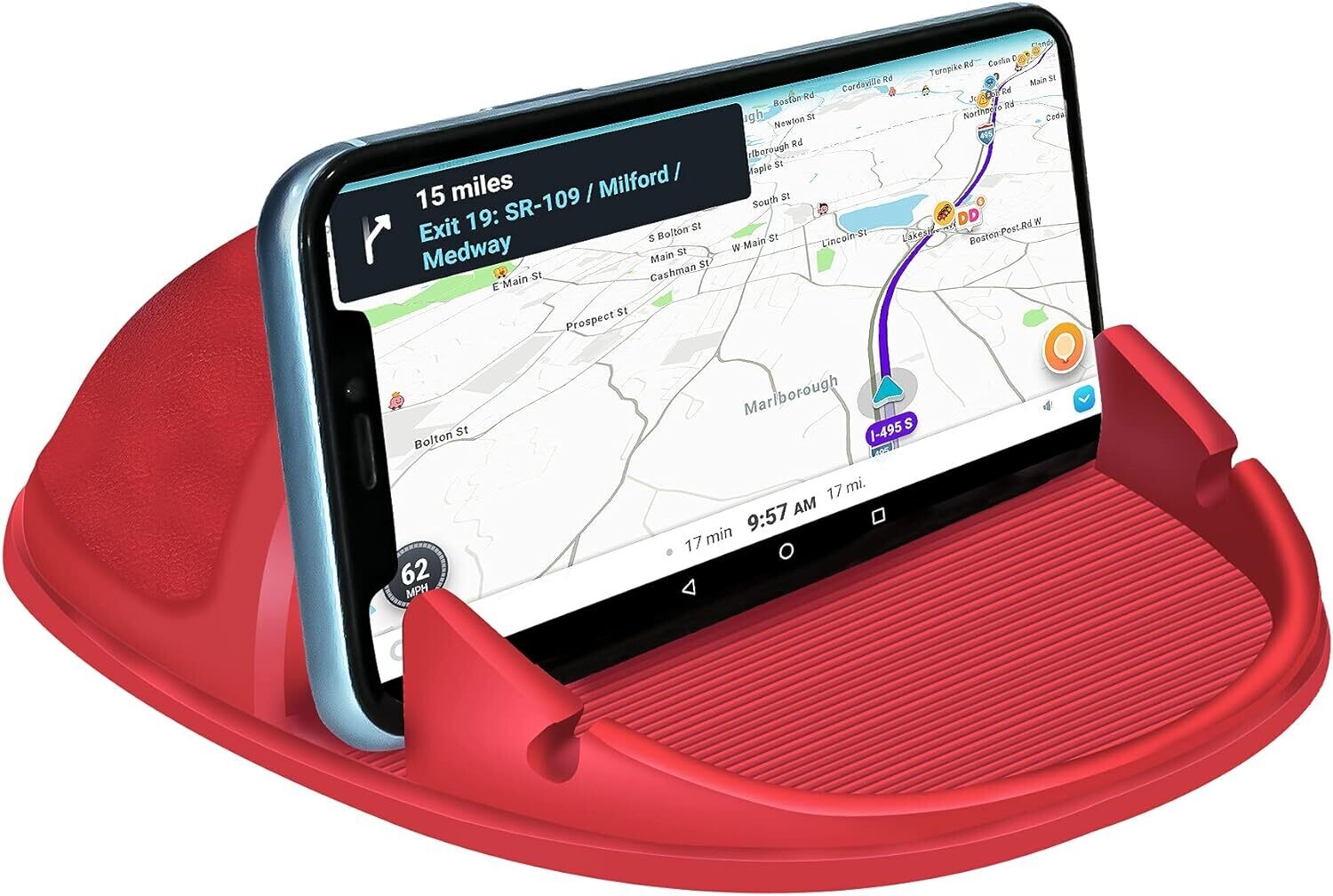 Car Phone Holder for Dashboards – Slip-Free Desk Phone Stand, Compatible with iPhone, Samsung, Android Smartphones, GPS Devices