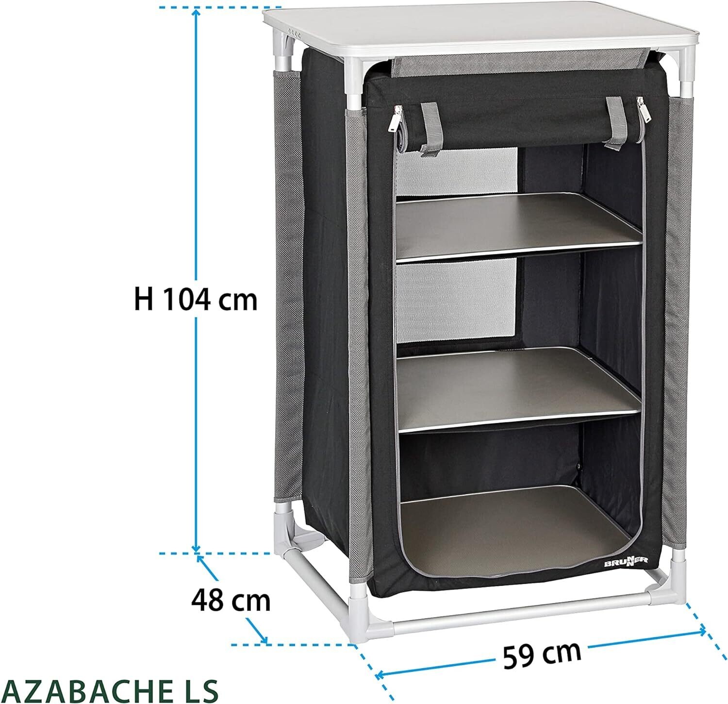 Camping Storage Cupboard with 3 Shelves – Portable Organizer for Outdoor Gear and Supplies