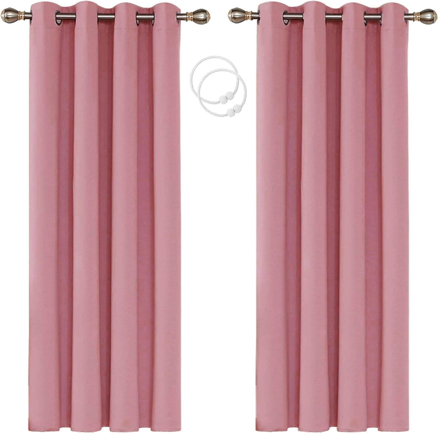 Eyelets Curtain with Tie Backs Opaque Short Window Curtain Blackout Curtain for Living Room Bedroom