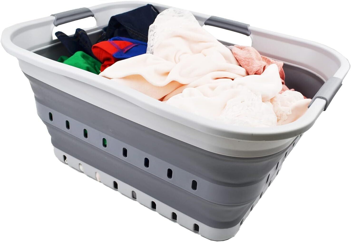42L Foldable Plastic Laundry Basket, Pop-Up Storage Container, Portable and Space-Saving Laundry Organizer for Easy Storage and Transport