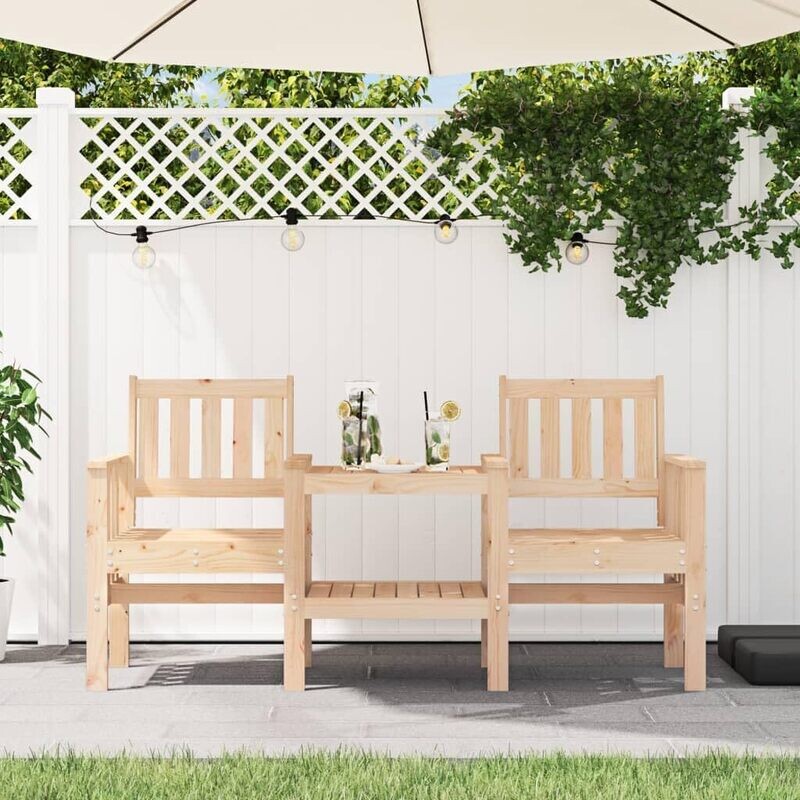2-Seater Comfortable Bench with Built-In Table for Outdoor Seating