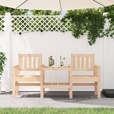 2-Seater Comfortable Bench with Built-In Table for Outdoor Seating