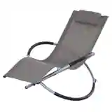 Outdoor Orbital Lounger Zero Gravity Patio Chaise Foldable Rocking Chair w/ Pillow Grey