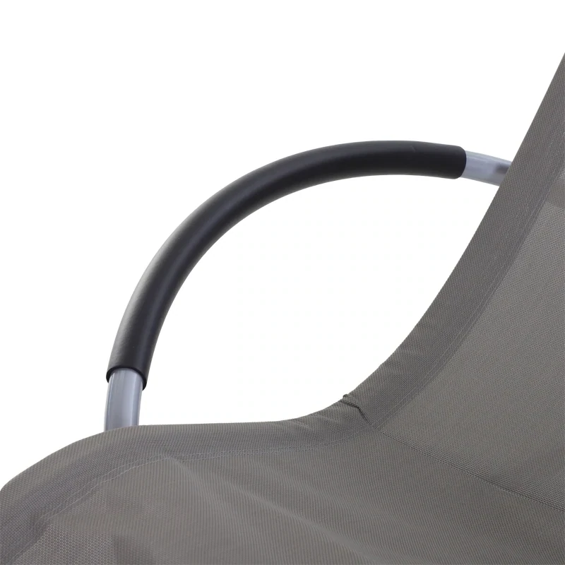Outdoor Orbital Lounger Zero Gravity Patio Chaise Foldable Rocking Chair w/ Pillow Grey