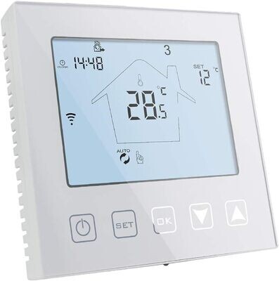 WiFi Smart Thermostat for Boiler and Water Underfloor Heating, 3A Alexa/Google Assistant Compatible – Programmable Thermostat with Tuya/Smart Life APP Control, White