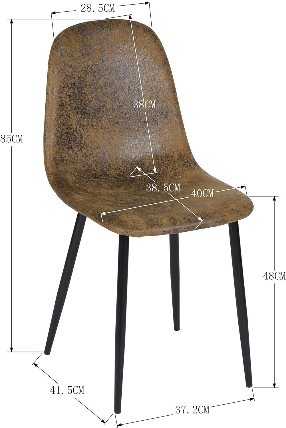 4 Dining Chairs with Soft Upholstery and Backrest, Kitchen Chairs with Solid Metal Legs for Living Room and Lounge – Brown Design for Home Use