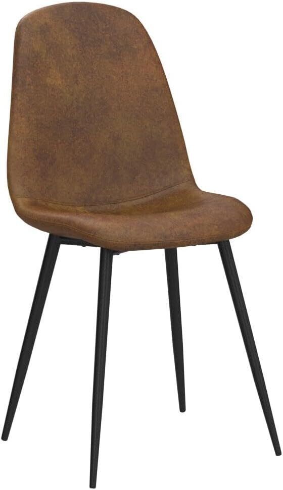 4 Dining Chairs with Soft Upholstery and Backrest, Kitchen Chairs with Solid Metal Legs for Living Room and Lounge – Brown Design for Home Use