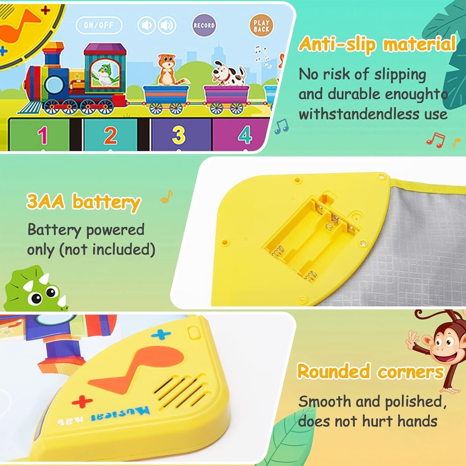 Children&#39;s Music Piano Mat, Educational Toy for 1-4 Years Boys and Girls, Interactive Birthday Gift for Toddlers and Babies