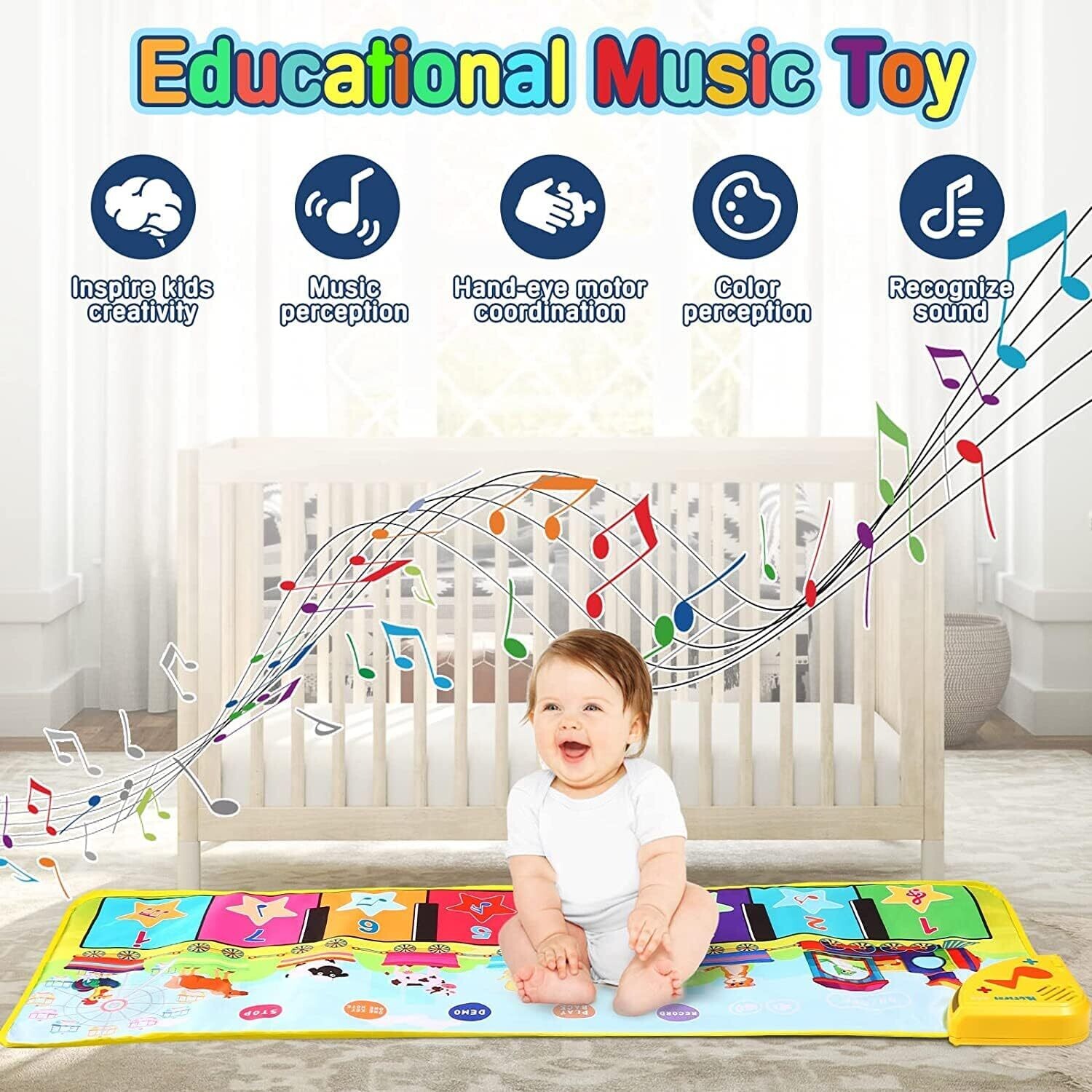 Children&#39;s Music Piano Mat, Educational Toy for 1-4 Years Boys and Girls, Interactive Birthday Gift for Toddlers and Babies