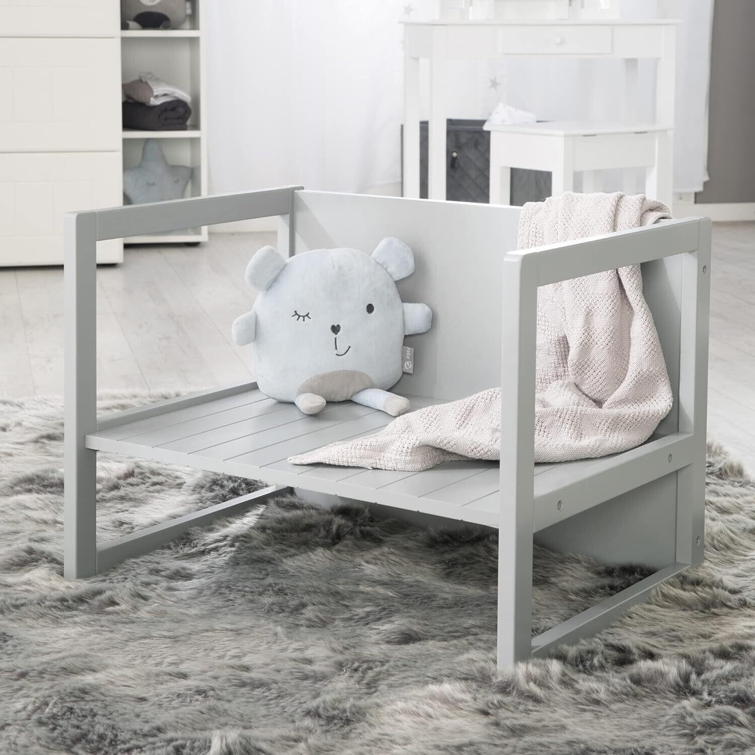 Country House Style Kids Furniture Set – Convertible Stool &amp; Table, Transforms into Children&#39;s Bench
