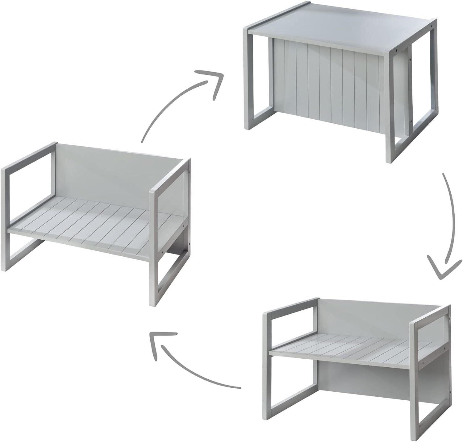 Country House Style Kids Furniture Set – Convertible Stool &amp; Table, Transforms into Children&#39;s Bench