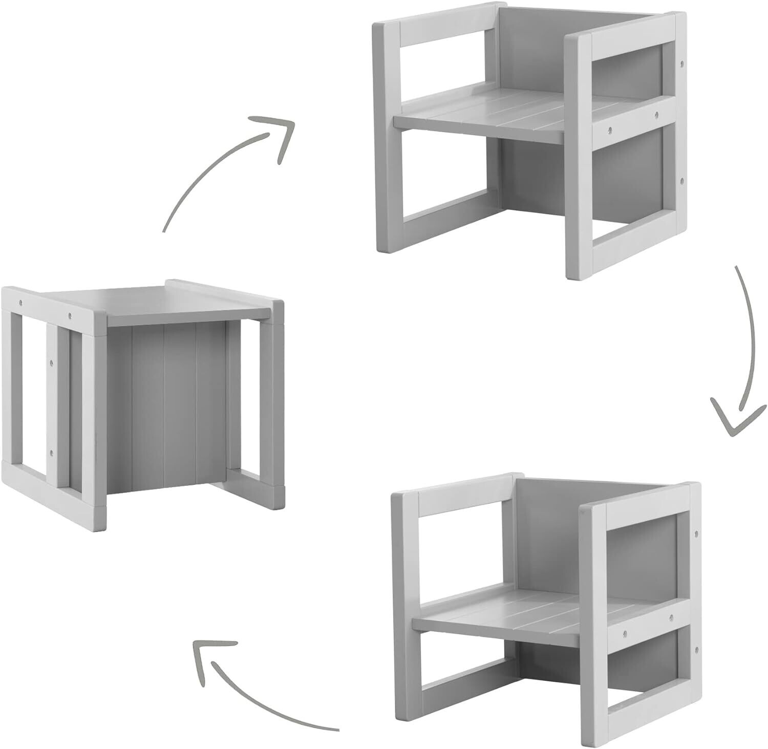 Country House Style Kids Furniture Set – Convertible Stool &amp; Table, Transforms into Children&#39;s Bench