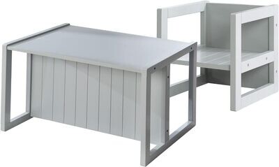 Country House Style Kids Furniture Set – Convertible Stool &amp; Table, Transforms into Children&#39;s Bench