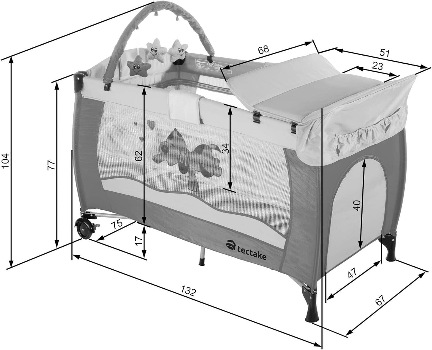 Children&#39;s Travel Bed, Height-Adjustable with Baby Insert, Multiple Colours, Portable Travel Cot for Kids
