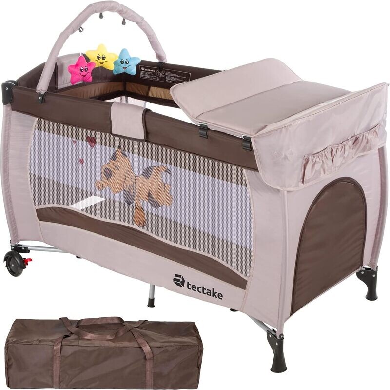 Children's Travel Bed, Height-Adjustable with Baby Insert, Multiple Colours, Portable Travel Cot for Kids