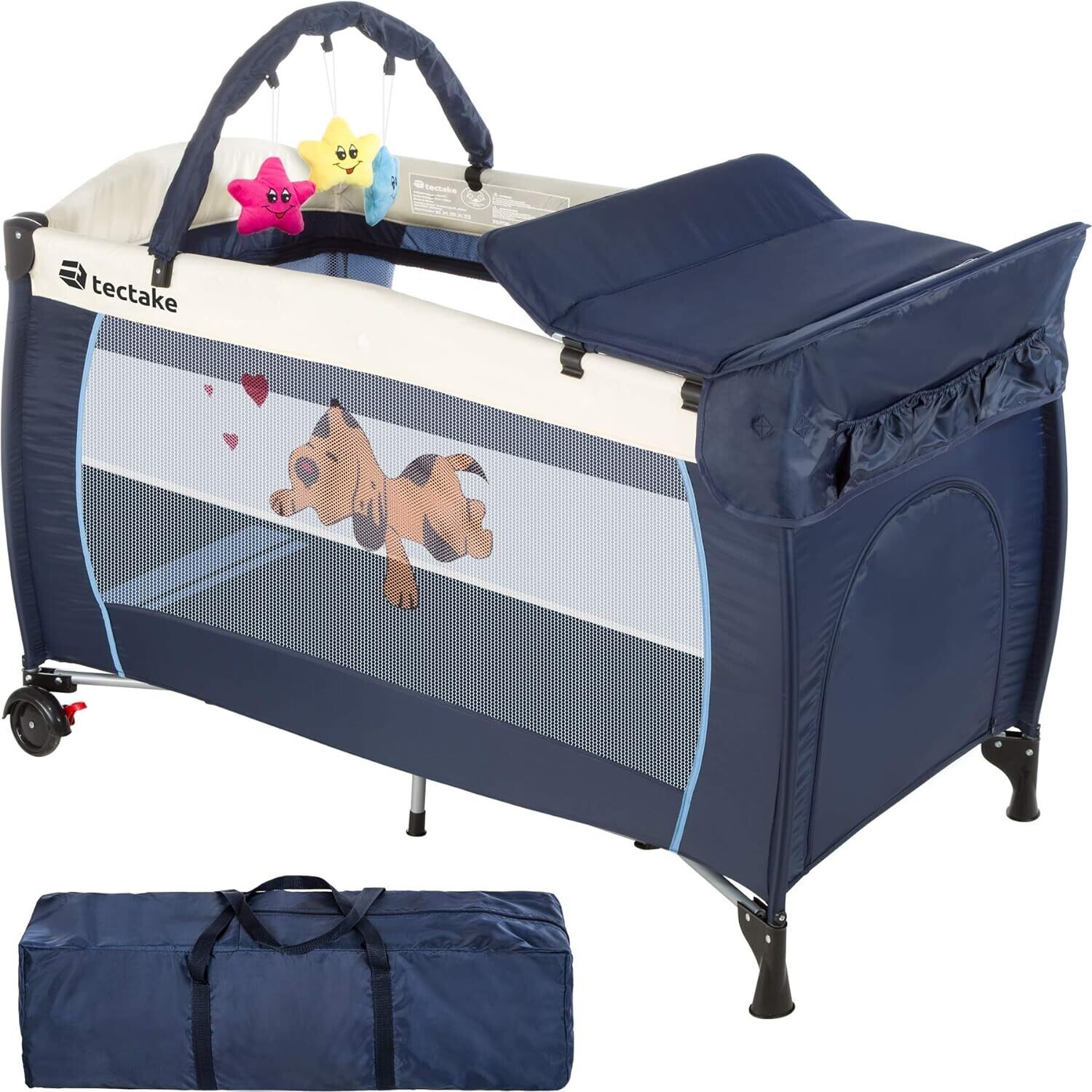 Children's Travel Bed Height-Adjustable with Baby Insert Various Colours Children's Travel Cot