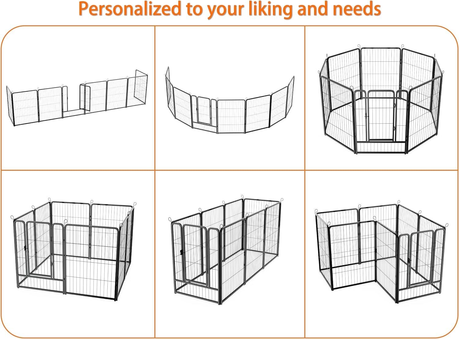 8 Panel Puppy Pen with Door, 100cm High Indoor/Outdoor Pet Exercise Playpen – Portable Detachable Enclosure for Dogs, Puppies, Cats, Rabbits, and Small Animals