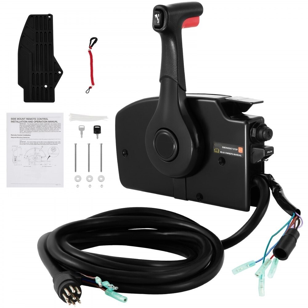 Remote Control Box Side Mount – Outboard Remote Control System with Emergency Cord &amp; Clip for Boats and Watercrafts