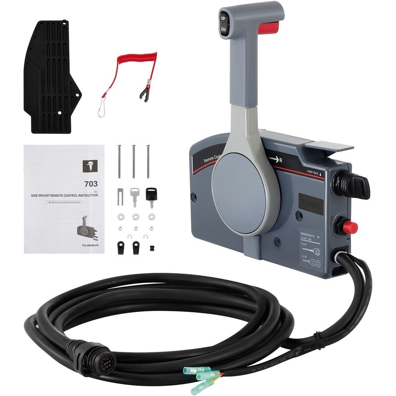 Remote Control Box Side Mount – Outboard Remote Control System with Emergency Cord &amp; Clip for Boats and Watercrafts
