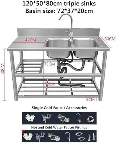 Double Bowl Kitchen Sink with 360° Rotating Faucet – Stainless Steel Sink for Modern Kitchens