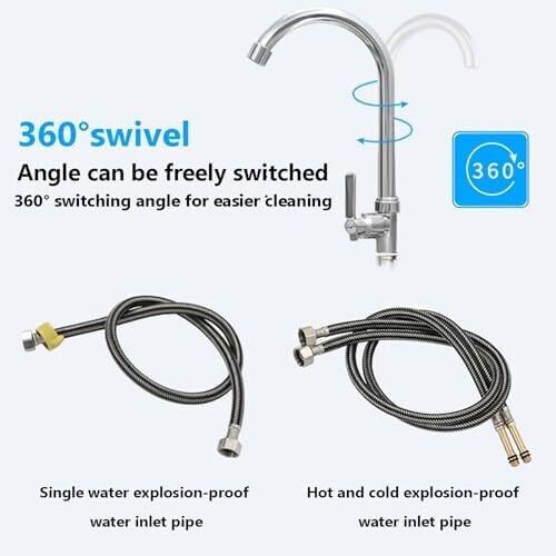 Double Bowl Kitchen Sink with 360° Rotating Faucet – Stainless Steel Sink for Modern Kitchens