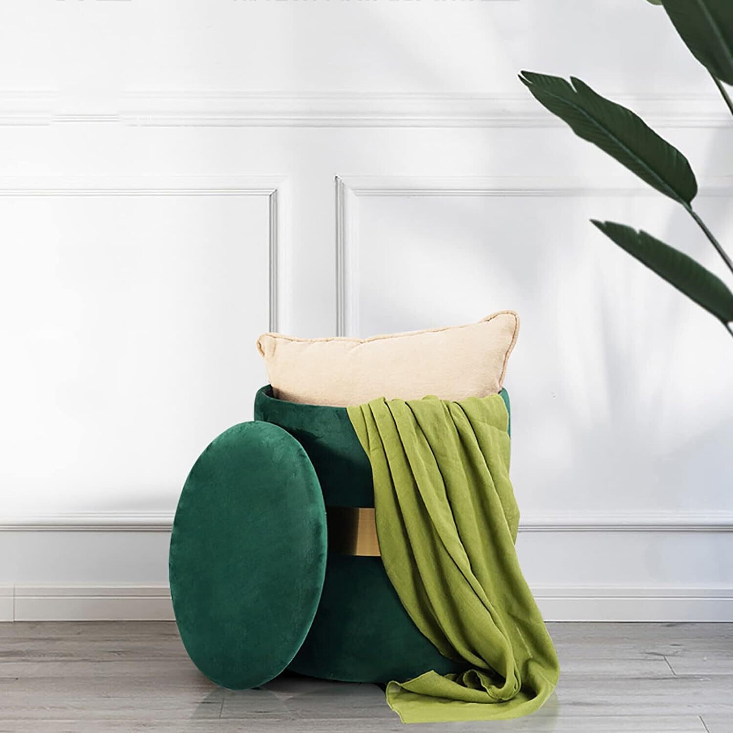 Dressing Table Puff Velvet Fabric Stool – Upholstered Velvet Pouf Stool for Bedroom and Vanity Use