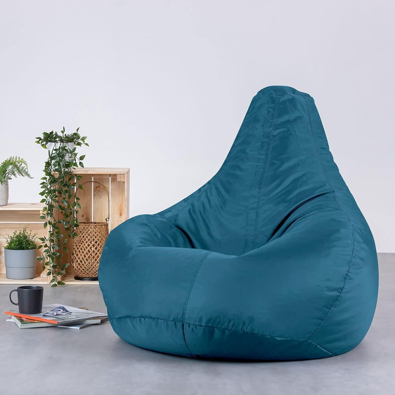 Durable &amp; Comfortable Bean Bag Seat with Foot Stool – Relaxing Lounge Chair for Home and Office Use