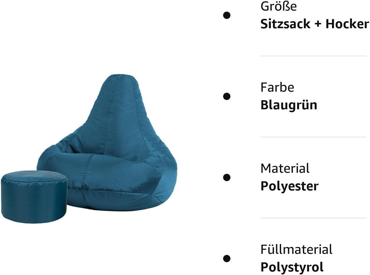 Durable &amp; Comfortable Bean Bag Seat with Foot Stool – Relaxing Lounge Chair for Home and Office Use