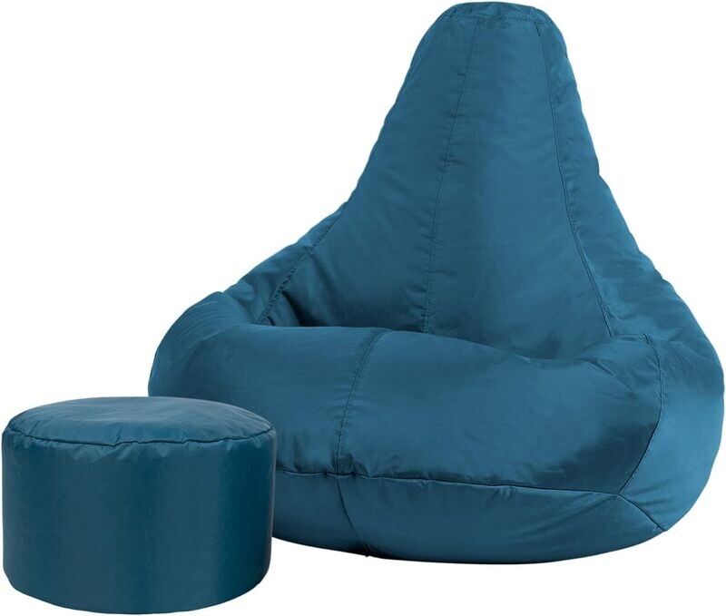 Durable &amp; Comfortable Bean Bag Seat with Foot Stool – Relaxing Lounge Chair for Home and Office Use