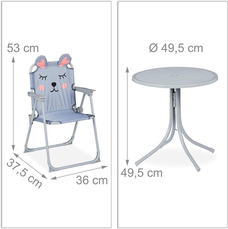 Children&#39;s Camping Seating Set with Umbrella, Children&#39;s Folding Chairs &amp; Table, Camping &amp; Garden