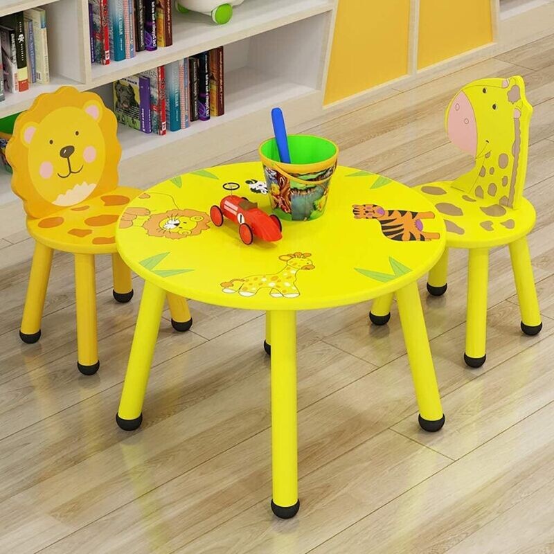 Durable Wooden Table &amp; Chairs Set for Kids, Sturdy Construction, Perfect for Playrooms or Learning Spaces