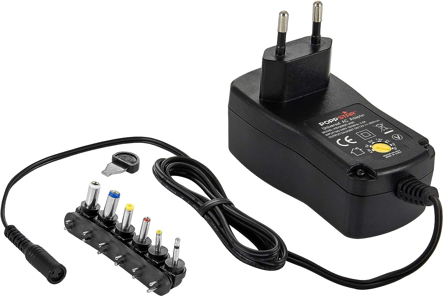 AC/DC Universal Switching Power Supply - Versatile 3V, 4.5V, 5V, 6V, 7.5V, 9V, 12V Output for Multipurpose Use in Various Electronic Devices