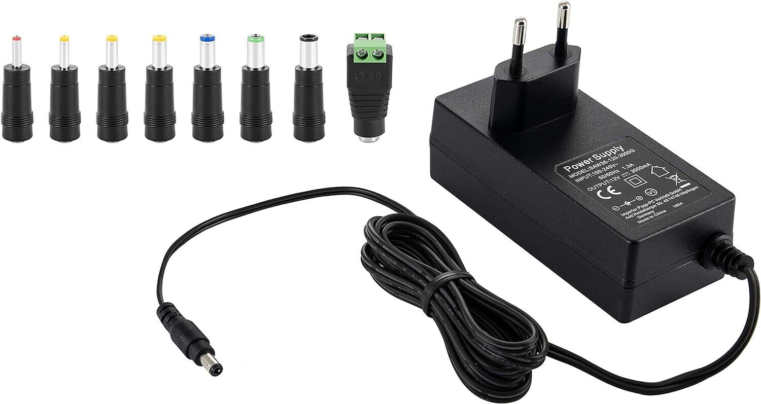 AC/DC Universal Switching Power Supply - Versatile 3V, 4.5V, 5V, 6V, 7.5V, 9V, 12V Output for Multipurpose Use in Various Electronic Devices