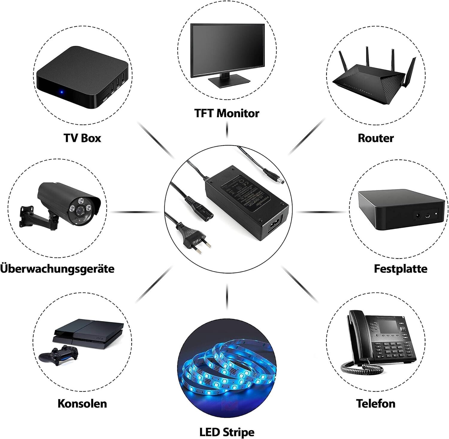 AC/DC Universal Switching Power Supply - Versatile 3V, 4.5V, 5V, 6V, 7.5V, 9V, 12V Output for Multipurpose Use in Various Electronic Devices
