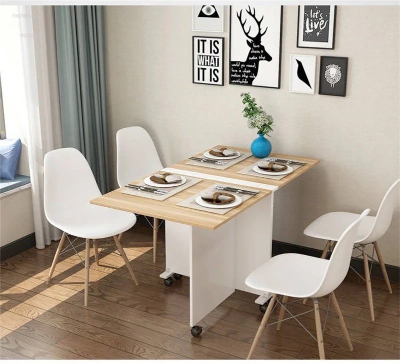 Foldable Dining Table With Casters- Teak