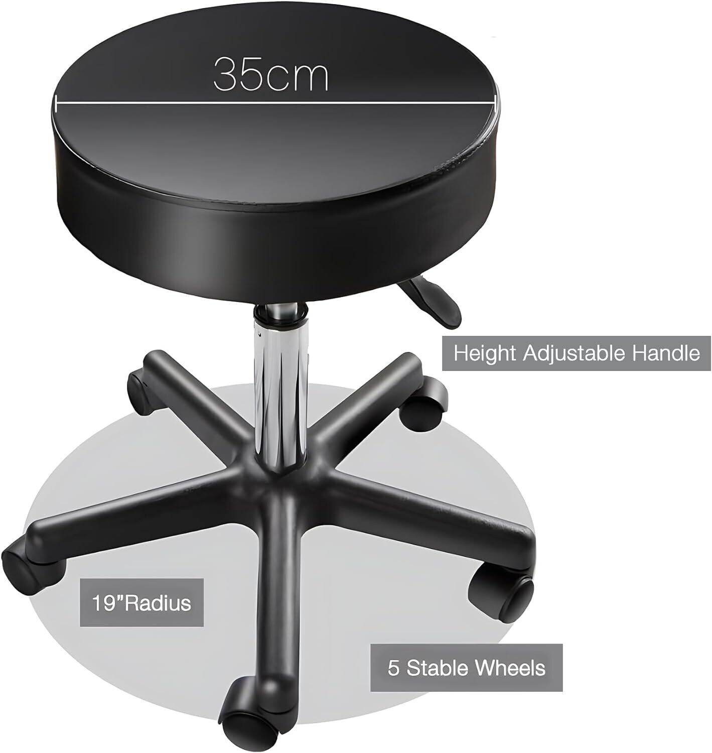 3 Zones 70 cm Upgrade Width, Height-Adjustable Aluminium Foldable Massage Table/bed  with Black Adjustable Rolling Massage Cushion  Hydraulic Salon Stool, 5 Wheels
