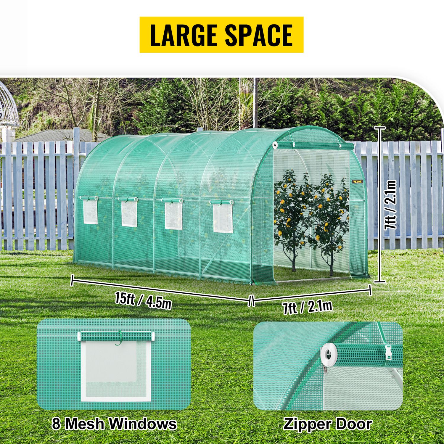 Galvanized Frame Tunnel Greenhouse With Waterproof Cover, Available In Sizes Ranging From 6x3x2m To 3x2x2m