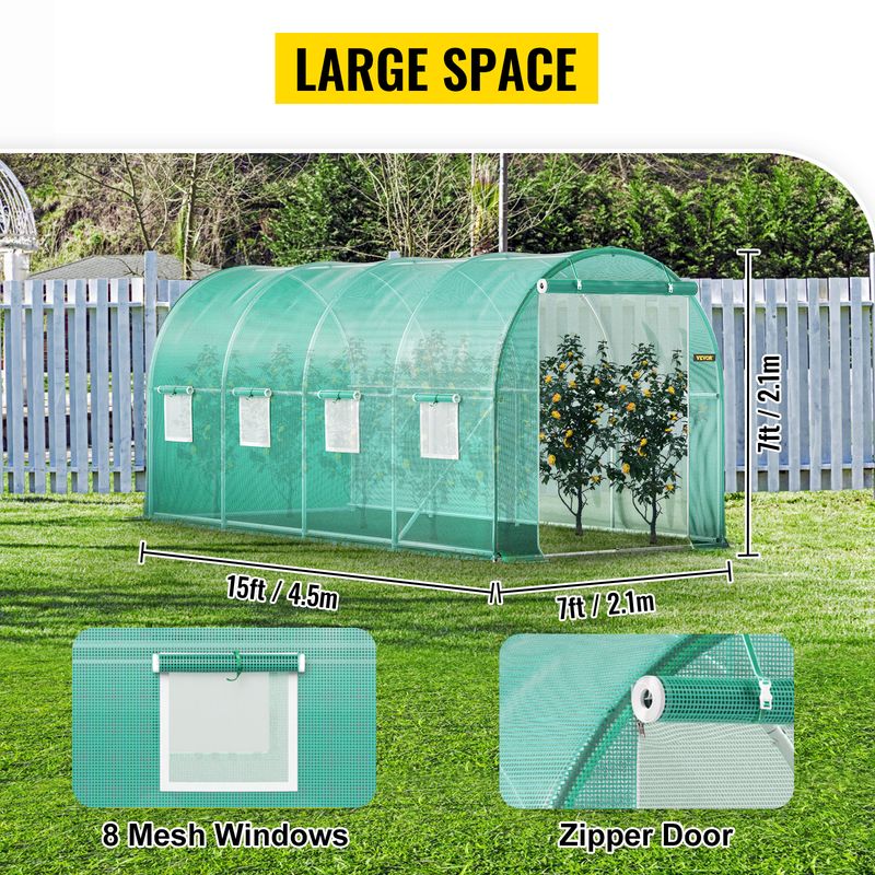 Galvanized Frame Tunnel Greenhouse With Waterproof Cover, Available In Sizes Ranging From 6x3x2m To 3x2x2m