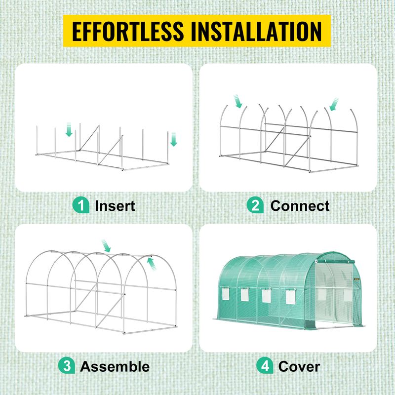 Galvanized Frame Tunnel Greenhouse With Waterproof Cover, Available In Sizes Ranging From 6x3x2m To 3x2x2m