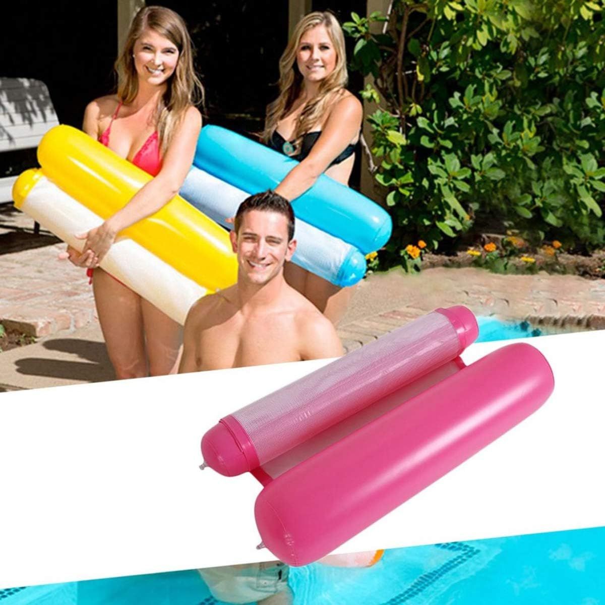 2 Inflatable Water Loungers for Pool, Beach, or Holiday Fun, Each 130x73 cm, Easily Foldable for Convenient Storage