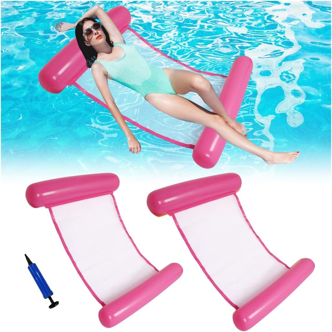 2 Inflatable Water Loungers for Pool, Beach, or Holiday Fun, Each 130x73 cm, Easily Foldable for Convenient Storage