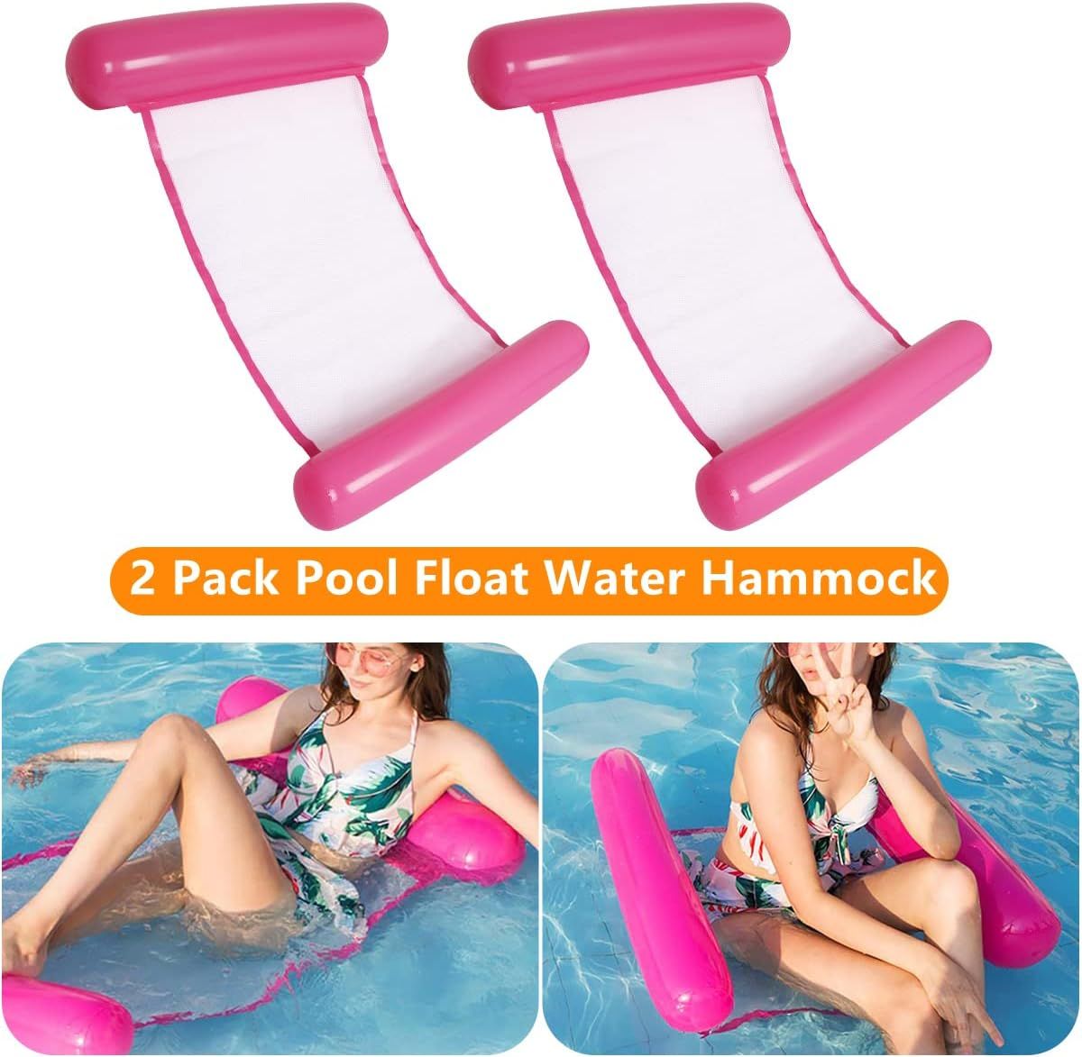 2 Inflatable Water Loungers for Pool, Beach, or Holiday Fun, Each 130x73 cm, Easily Foldable for Convenient Storage