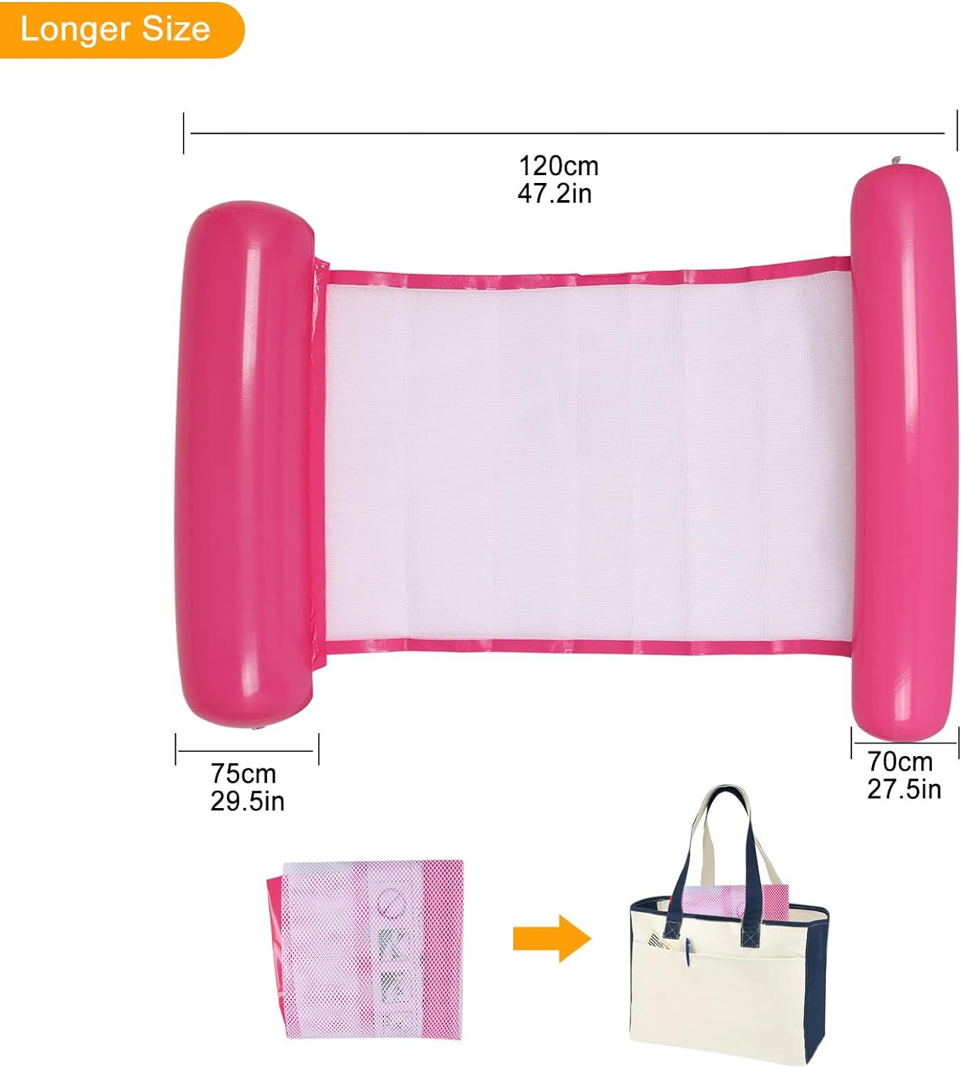 2 Inflatable Water Loungers for Pool, Beach, or Holiday Fun, Each 130x73 cm, Easily Foldable for Convenient Storage