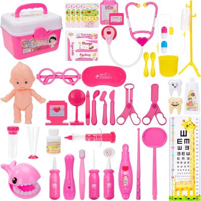Simulation Pretend Doctor Nurse Role Play Education Toy Set with Carrying Box for Kids Gift - Blue