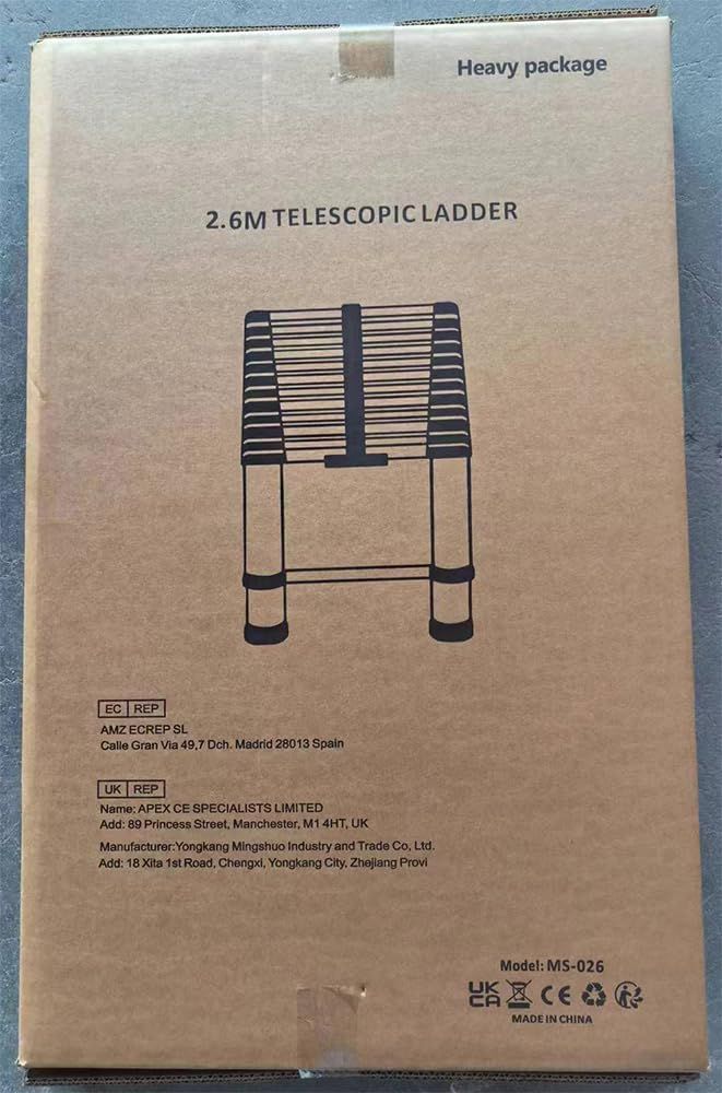2.6M, Aluminum Multi-Purpose Extendable Telescoping Ladder (8.5ft/2.6m), Max Load 150kg/330lb