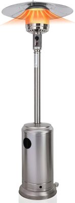 Outdoor Gas Patio Heater – Freestanding Outdoor Garden Heater Burner with Portable Wheels, Perfect for Garden Gatherings, BBQ Parties and much more, Adjustable Heat, Propane, 12KW {Silver} Outdoor Gas Patio Heater – Freestanding Outdoor Garden Heater Burner with Portable Wheels, Perfect for Garden Gatherings, BBQ Parties and much more, Adjustable Heat, Propane, 12KW {Silver}