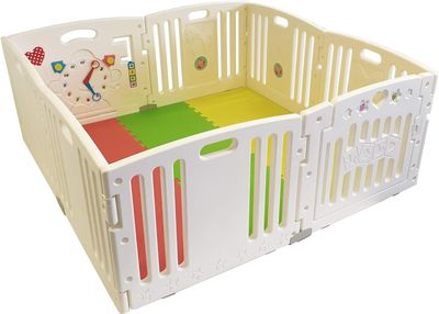 Baby Playpen | Multi-Award Winning, Easy Assemble, Customizable 8-Panel Play Pen with Play Mats, Activity Panel &amp; Gate