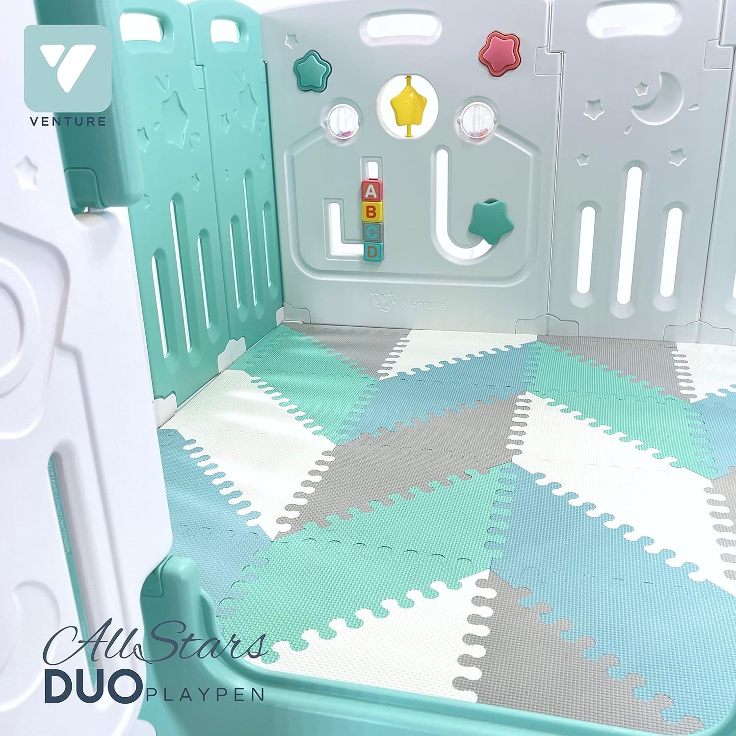 Baby Playpen | Multi-Award Winning, Easy Assemble, Customizable 8-Panel Play Pen with Play Mats, Activity Panel &amp; Gate