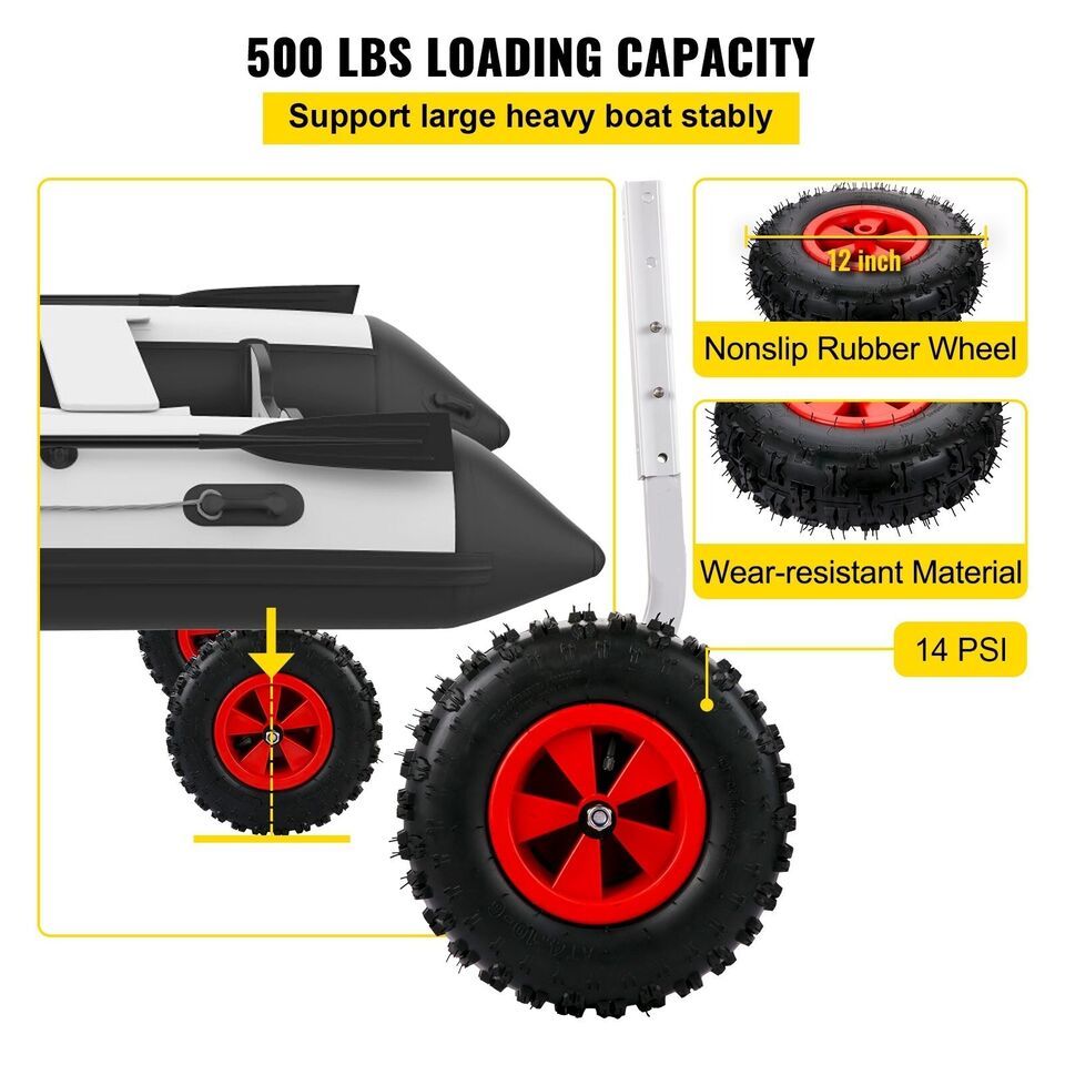 Boat Launching wheel 500 LBS capacity, 30.5 cm tire, for boats and dinghies