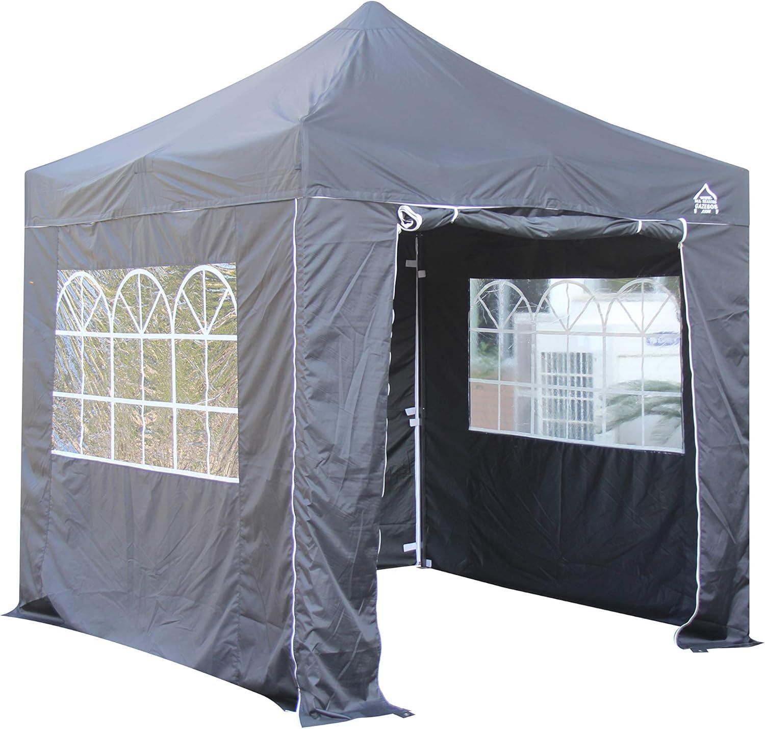 Black/White 2.9m x 2.9m Steel Frame Raised Roof Pop-Up Canopy – Portable Outdoor Shelter for Events and Parties